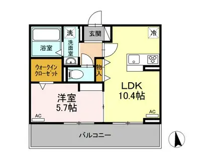 ラフィネ住吉(1LDK/1階)の間取り写真
