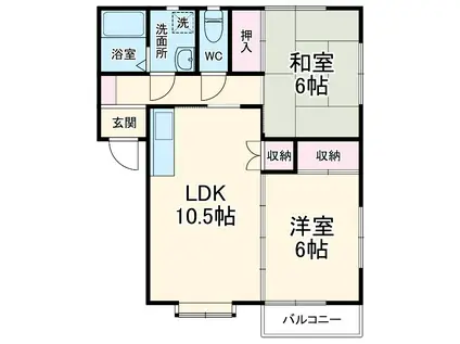 サンライズ三方原(2LDK/2階)の間取り写真