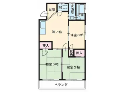 山王運輸ビル(3DK/5階)の間取り写真