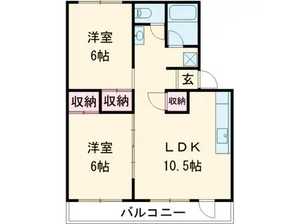 水戸昭和ビルⅠ(2LDK/4階)の間取り写真