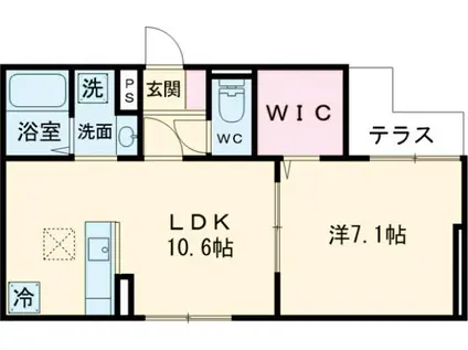 セレスティア大谷田Ⅱ(1LDK/1階)の間取り写真