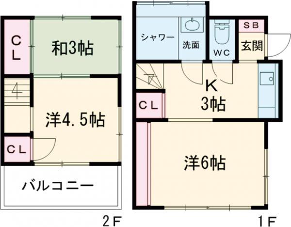 東京地下鉄東西線 西葛西駅 徒歩18分 2階建 築55年(3K)の間取り写真