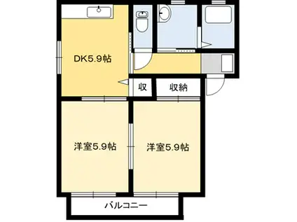 積水タウンコート B(2DK/2階)の間取り写真