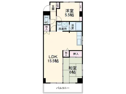 サンハイツ松井(2LDK/5階)の間取り写真