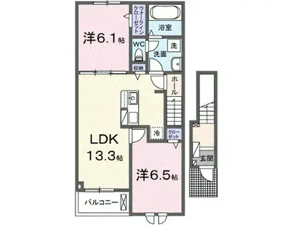 ガラシアⅢ(2LDK/2階)の間取り写真