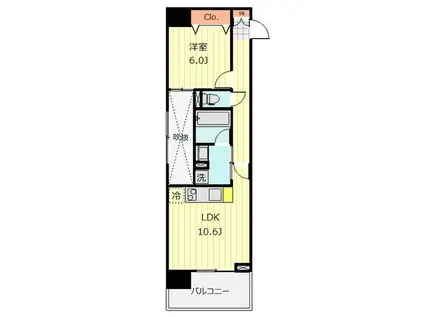 S-FORT宇都宮(1LDK/9階)の間取り写真