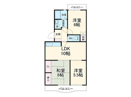 コーポラス仲村(3LDK/4階)の間取り写真