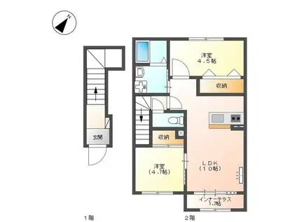 ラ・レーヌ・80(2LDK/2階)の間取り写真