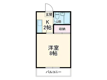 MAKANAⅡ(1K/2階)の間取り写真