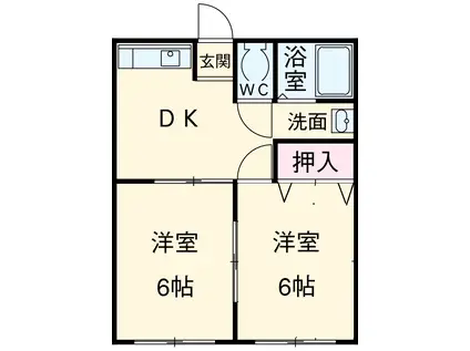 コーポタカワ(2DK/2階)の間取り写真