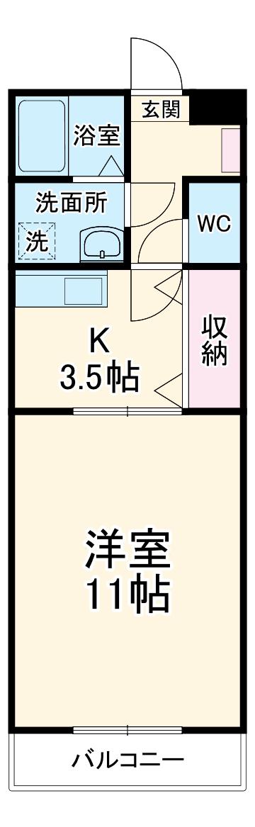 FORCEⅥ(1K/1階)の間取り写真