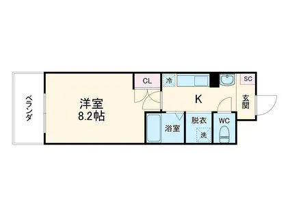 マインズ・コム四条大宮(1K/4階)の間取り写真