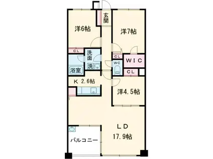 パークキューブ平和台(3LDK/4階)の間取り写真