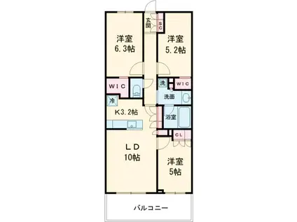 KDXレジデンス武蔵境Ⅱ(3LDK/2階)の間取り写真