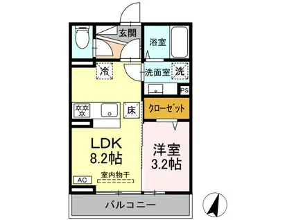 ヴィラクレストⅥ(1LDK/2階)の間取り写真
