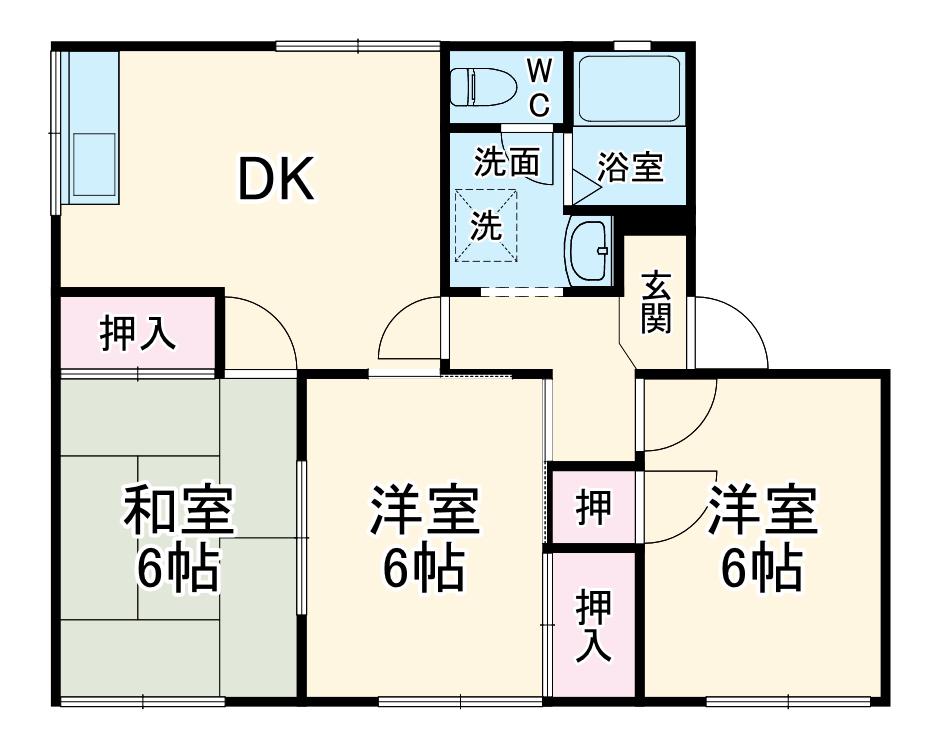 グレープズヒル B(3DK/2階)の間取り写真