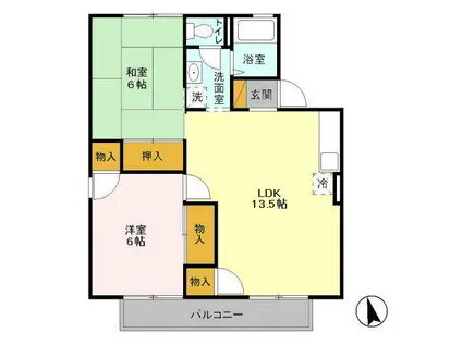 セジュールフジサクA(2LDK/1階)の間取り写真