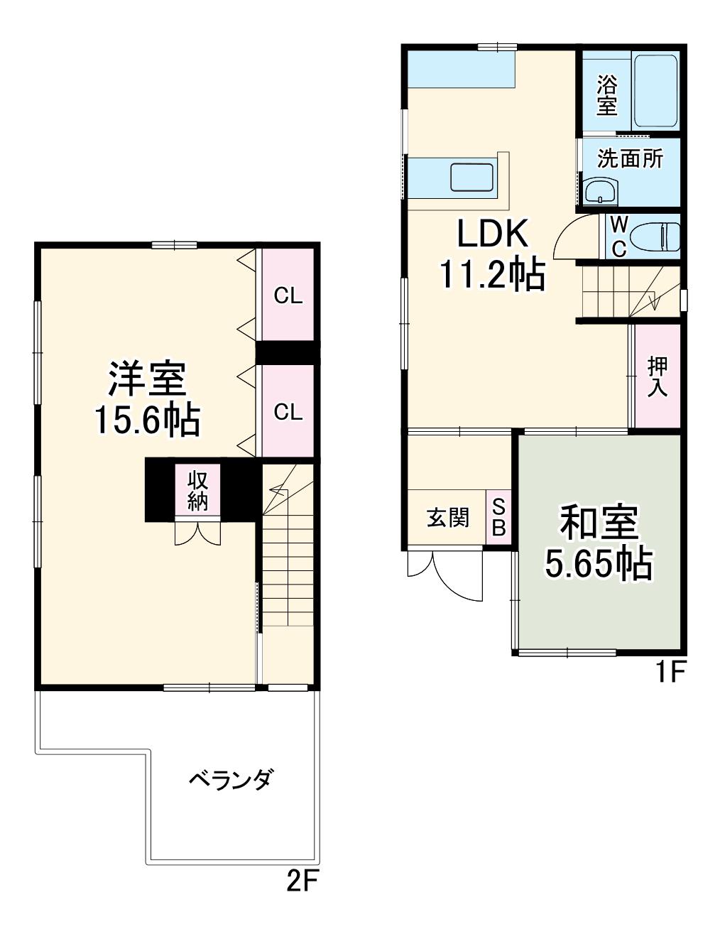 総武・中央緩行線 市川駅 徒歩13分 2階建 築48年(2LDK)の間取り写真