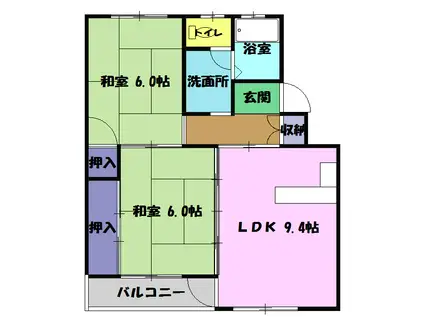 恵三コーポ(2DK/3階)の間取り写真