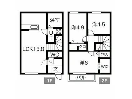 ジャックオブクラブ(3LDK/1階)の間取り写真