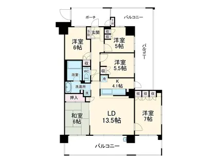 ルネ・アイクレール(5LDK/6階)の間取り写真