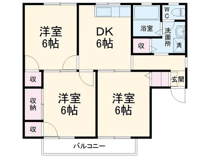 セジュールむらまつ(3DK/2階)の間取り写真