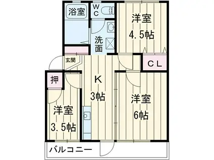 ひとみマンション(3K/3階)の間取り写真