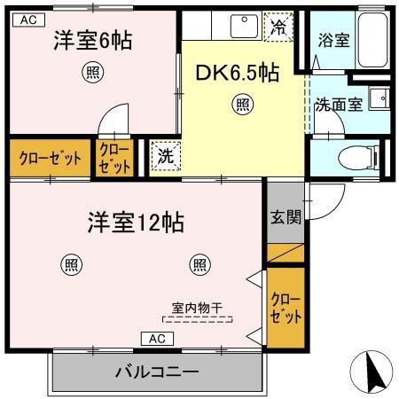 メゾン森PARTⅠ(2DK/1階)の間取り写真