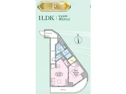 目黒ミシェルヨコマエ(1LDK/4階)の間取り写真