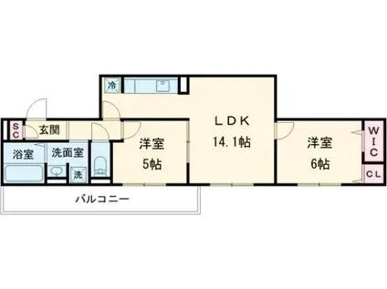 GRAMM奥海印寺 イースト(2LDK/2階)の間取り写真