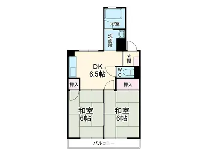 ハイツみずほ(2DK/1階)の間取り写真