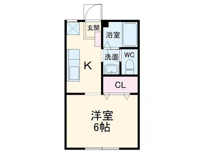 エルムハルヤマ(1K/2階)の間取り写真