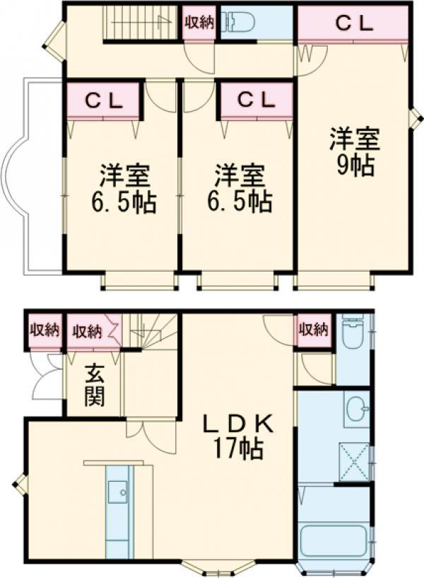 東海道本線 向日町駅 徒歩12分 2階建 築24年(3LDK)の間取り写真