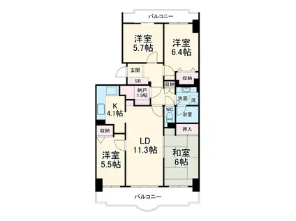ライフインサーラ(4SLDK/5階)の間取り写真