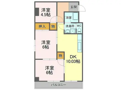 とどろきハイツ(3DK/4階)の間取り写真