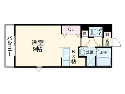 S・AMK(1K/2階)の間取り写真