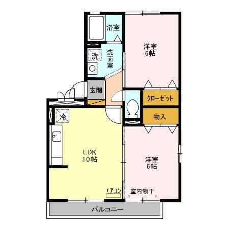 コンフォールA(2LDK/3階)の間取り写真