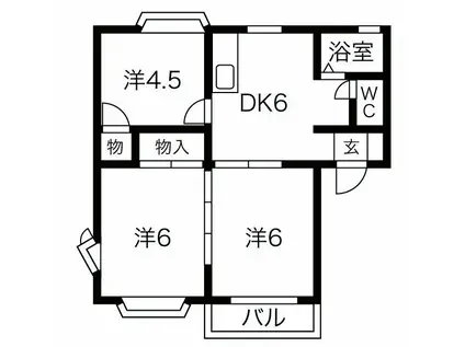 タウン梅里E棟(3DK/2階)の間取り写真