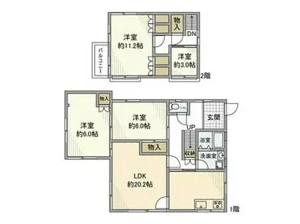 東海道本線 大府駅 徒歩35分 2階建 築47年(4LDK)の間取り写真
