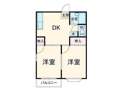 スウィートタウン王子台(2DK/1階)の間取り写真