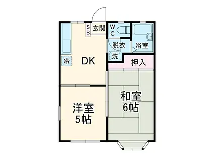 レインボーハイツ(2DK/1階)の間取り写真