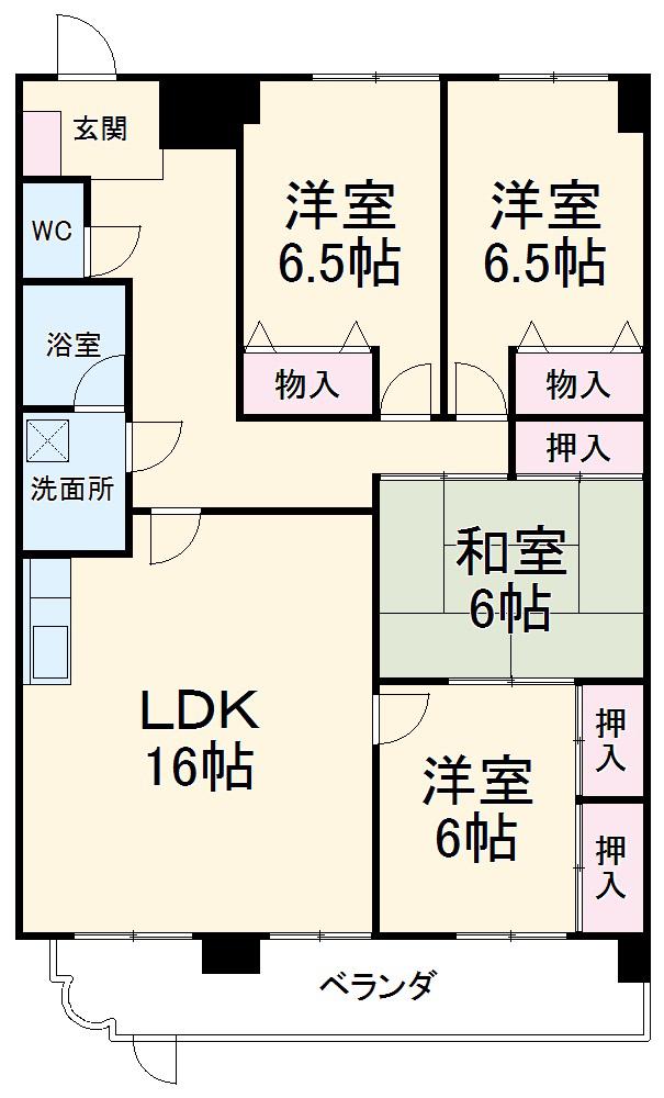 エレガンスマインⅢ(4LDK/1階)の間取り写真