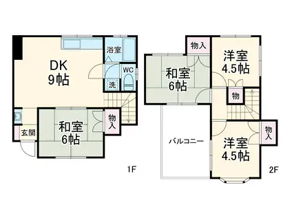 京浜急行電鉄逗子線 六浦駅 徒歩11分 2階建 築34年(4DK)の間取り写真