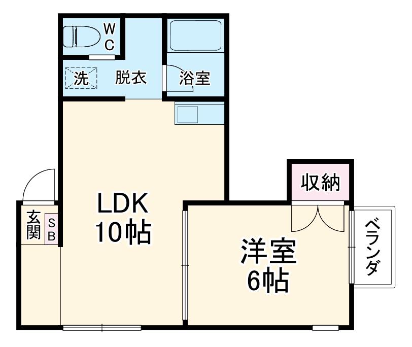 アップルハウス飯野 2号館(1LDK/1階)の間取り写真