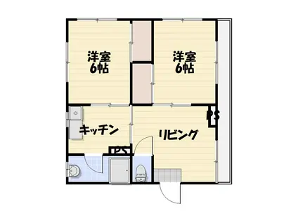 スカイレジデンス1号棟(2LDK/2階)の間取り写真