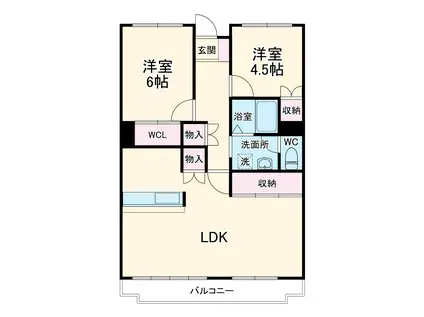 第2桜ハイツ(2LDK/4階)の間取り写真