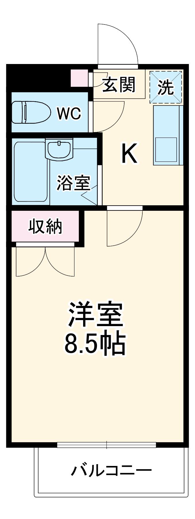 アヴェニール本厚木(1K/1階)の間取り写真