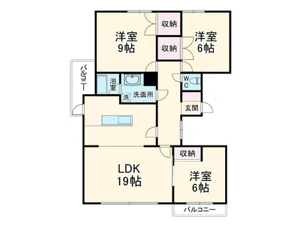 リポーズ・オン一社(3LDK/2階)の間取り写真
