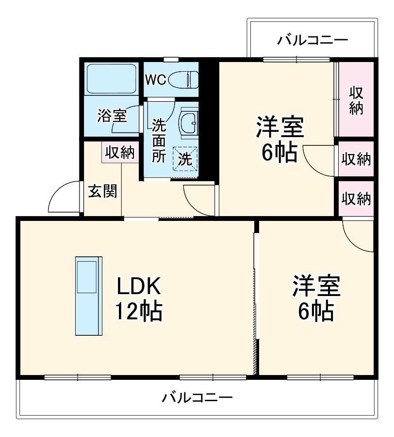 サンフラワーⅢ(2LDK/1階)の間取り写真