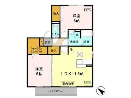 ソフィアガーデン アイビー(2LDK/1階)の間取り写真